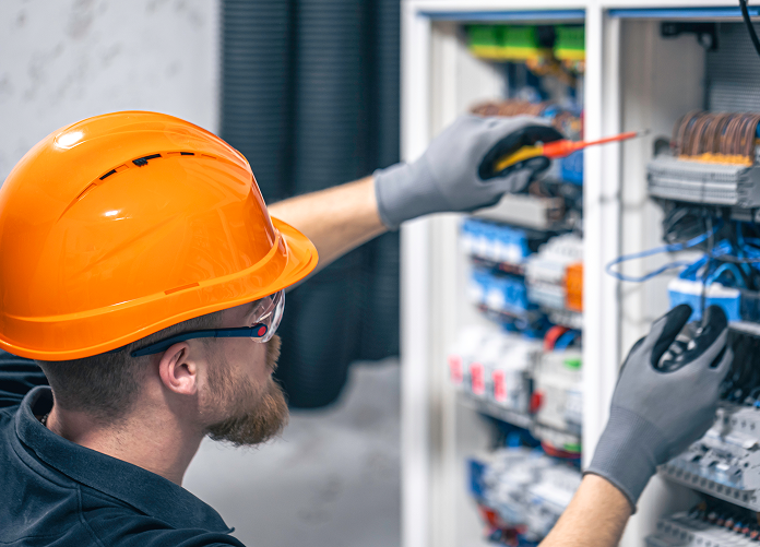 Modern office interior with sleek design bright windows 3d rendering 1